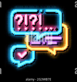 many questions and answers neon glow icon illustration Stock Vector