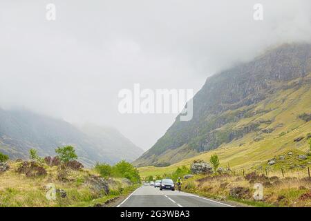 A82 road across Scottish Highlands in Scotland, United Kingdom Stock Photo