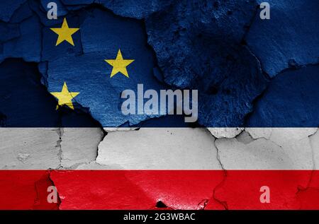 Flag of Gagauzia painted on cracked wall Stock Photo