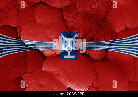 Flag of Talas region painted on cracked wall Stock Photo