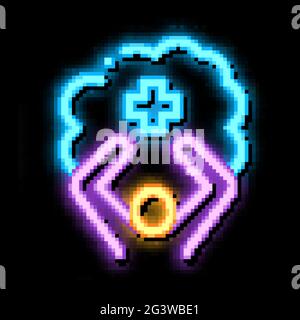 mentally healthy person neon glow icon illustration Stock Vector