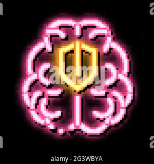 brain protection neon glow icon illustration Stock Vector