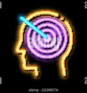 target to brain neon glow icon illustration Stock Vector