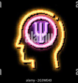 psychology in human brain neon glow icon illustration Stock Vector