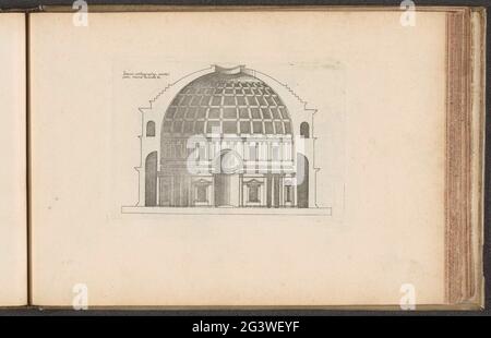 Cross section of the Pantheon in Rome; Interior Orthographia Panthei Nunc Mariae Rotunda Ro; Temples and churches; Iacobus Androuetius du Cerceau lectoribus S Quoniam Apud Veteres Alio Structurae Genere Templa (...). Cross section of the Pantheon in Rome. This print is part of an album. Stock Photo