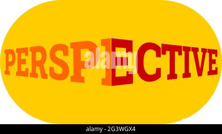 Perspective word in capital letters in orange and red color on yellow oval background Stock Vector