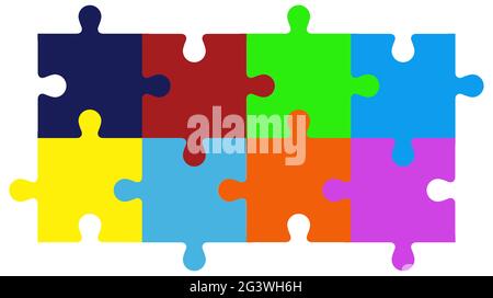 Jigsaw puzzle template. Puzzles grid colorful template. Stock Vector