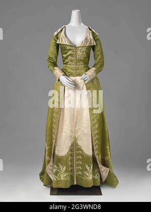 Redingote or Great-Coat Dress. The origin of the redingote lies in long  men's coats with a cutaway front, the riding coat. It is a striking example  of the influence men's fashion exerted
