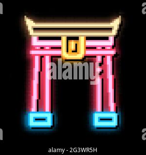 chinese arch with columns neon glow icon illustration Stock Vector