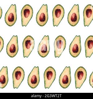 Seamless low poly avocado pattern. Vector polygonal avocado border isolated on white background. Green healthy fruits, proper nutrition, snacks, veget Stock Vector