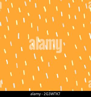 Seamless Scandinavian dashes pattern. Neutral abstract geometric ornament. Pastel white strokes on a yellow background. Vector doodle stock illustrati Stock Vector
