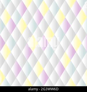 Seamless Vector abstract rhombus pattern. Neutral geometric pastel gradient ornament. White, pink, blue, yellow colors of a modern stylish background Stock Vector