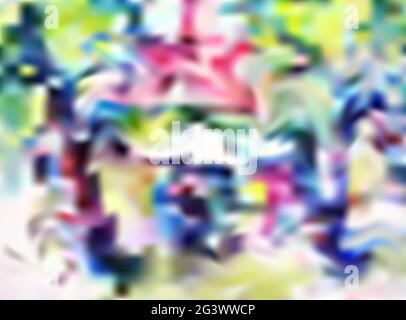 Multicolor abstract blurred background. Bright rainbow random stains and spots on white base. Pink, blue, yellow, green flowing details. Color stains Stock Vector