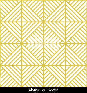 Seamless golden pattern. Mosaic geometric background with squares, rhombuses, diagonal lines. Vector gold stripes illustration for wallpaper, wrapping Stock Vector
