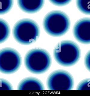 Abstract polka dot seamless pattern. Dark blue gradient circles isolated on white background. Blurry paint drops ornament. Watercolor vector illustrat Stock Vector