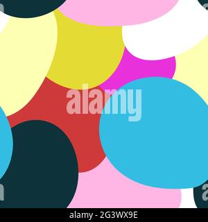 Seamless abstract bright pattern. Colorful hand drawn spots. Uneven blue, green, yellow circles. Neutral stock vector illustration for spring and summ Stock Vector