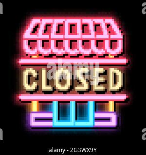closed shop neon glow icon illustration Stock Vector
