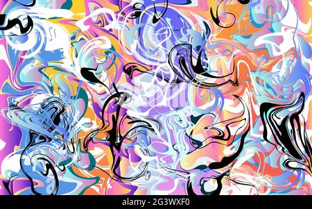 Marble texture banner. Fluid texture. Pink, blue, orange spots. Gradient vector illustration, for backgrounds, holidays, business cards, poster, postc Stock Vector