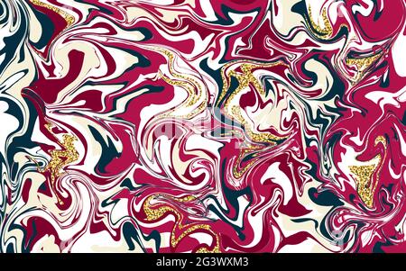 Marble texture banner. Liquid texture. Pink, blue, gold spots. Shining vector glitter illustration, for backgrounds, holidays, business cards, posters Stock Vector