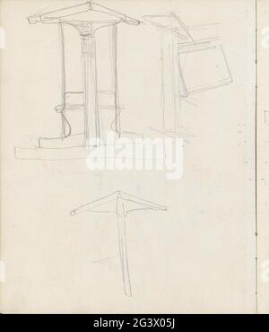 Architecture studies. Leaf 2 verso from a sketchbook with 15 sheets. Stock Photo