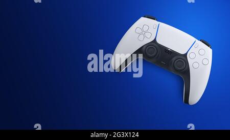 Unbranded next gen controller on blue background - High res wallpaper Stock Photo