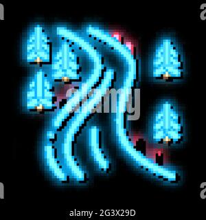 ski track neon glow icon illustration Stock Vector