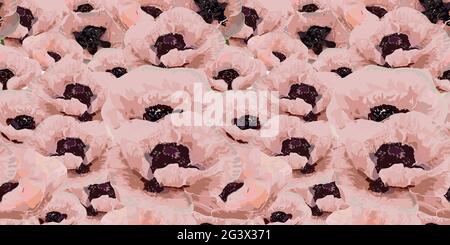 Anemone pattern. Pink anemone flower. Summer seamless pattern for fabric and textile design. Digital paper with pink flowers. Vintage pattern, great Stock Vector