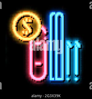 ski and snowboard rent neon glow icon illustration Stock Vector