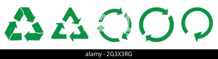 Set of green recycle icons. Design for web and mobile app. Vector illustration isolated on white background Stock Vector