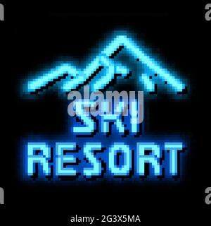 ski resort neon glow icon illustration Stock Vector