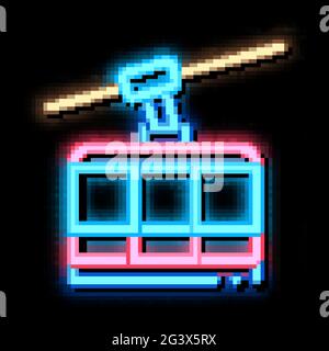 ski resort cableway transport neon glow icon illustration Stock Vector