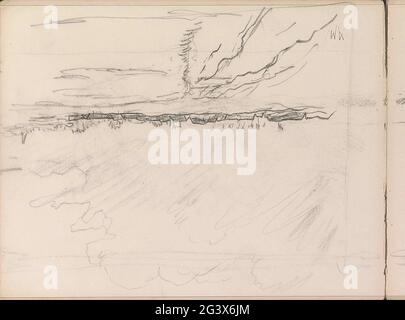 Village view, possibly leather. Leaf 8 Verso from a sketchbook with 27 sheets. Stock Photo