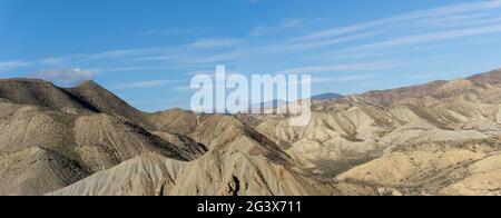 Panorama view of the Tabernas desert in Andalusia Stock Photo