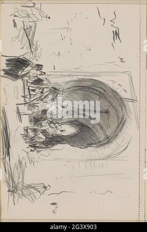 Figures at a gate, probably the Bab Mansour gate in Meknès. Page 98 From a sketchbook with 66 sheets. Stock Photo