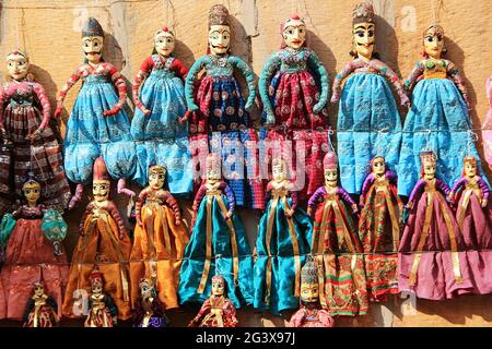 Hand Crafted, Colorful Dolls Stock Photo