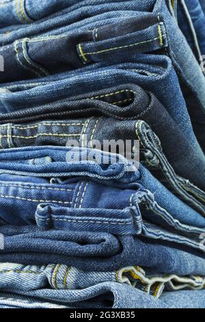 Stack of jeans Stock Photo