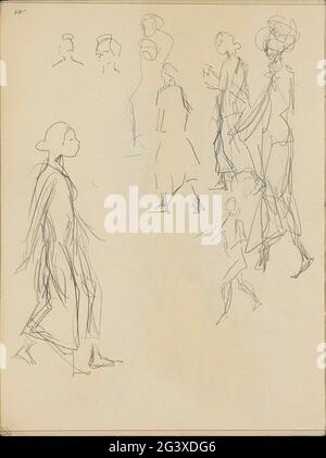 Figure studies. Leaf 10 Verso from XXIV sketchbook with 10 sheets. Stock Photo