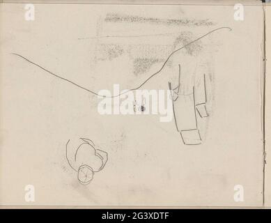 Studies. Leaf 17 Verso from a sketchbook with 44 sheets. Stock Photo