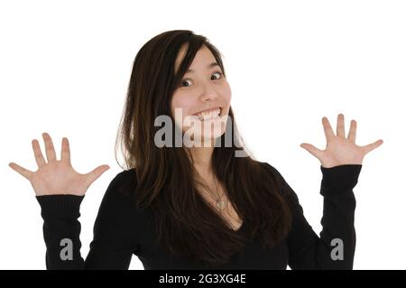 Woman very glad Stock Photo