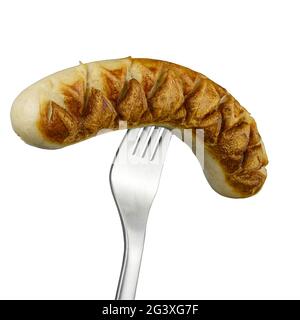 Bratwurst on fork Stock Photo