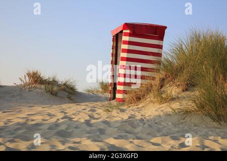 Beach tent at the sand dunes on Borkum Island Stock Photo