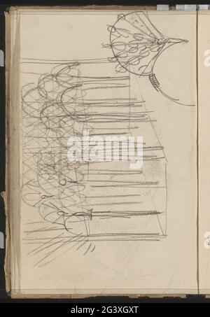 Architecture study. Leaf 21 Verso from a sketchbook with 38 sheets. Stock Photo