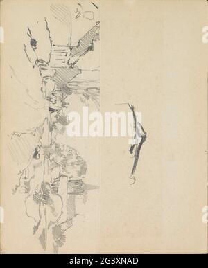 Study, possibly a roof. Leaf 75 Verso from a sketchbook with 76 sheets. Stock Photo