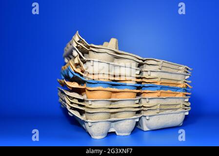 Empty carton boxes for chicken eggs. Egg box Stock Photo