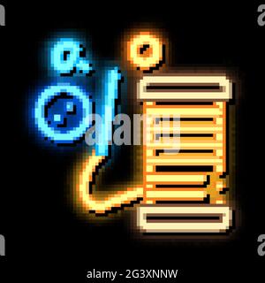 thread needle button neon glow icon illustration Stock Vector