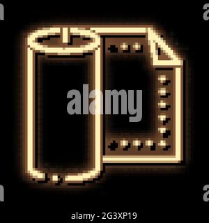 leather textile roll neon glow icon illustration Stock Vector