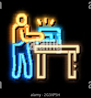leatherworking sewing neon glow icon illustration Stock Vector