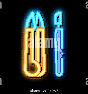 leather craft instruments neon glow icon illustration Stock Vector