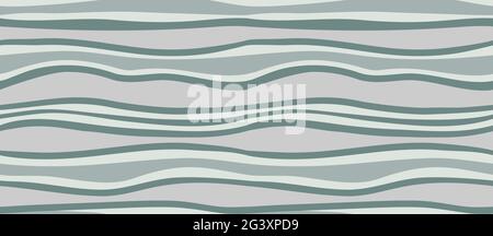 Wave green seamless pattern. Summer pastel colors in hand made art vector illustration for fabric, textile, cloth. Stock Vector