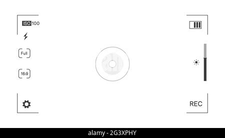 Camera focus with settings and info on screen Stock Vector